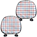 Red And Blue Tattersall Pattern Print Car Headrest Covers