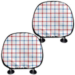 Red And Blue Tattersall Pattern Print Car Headrest Covers