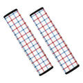 Red And Blue Tattersall Pattern Print Car Seat Belt Covers