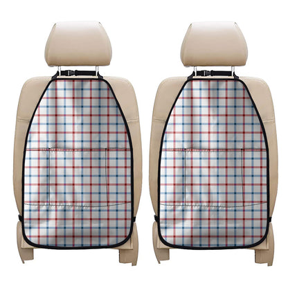 Red And Blue Tattersall Pattern Print Car Seat Organizers