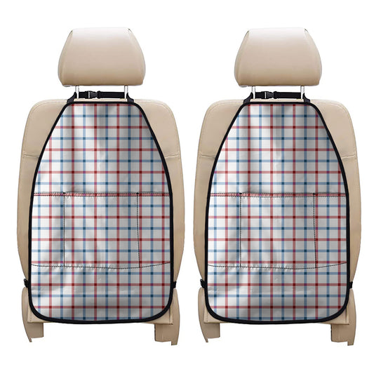 Red And Blue Tattersall Pattern Print Car Seat Organizers
