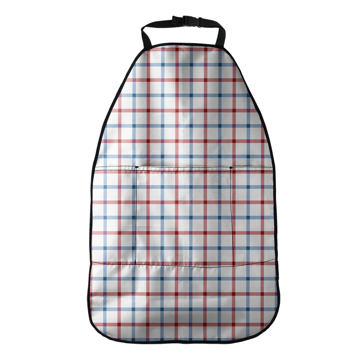 Red And Blue Tattersall Pattern Print Car Seat Organizers