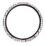 Red And Blue Tattersall Pattern Print Car Steering Wheel Cover