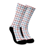 Red And Blue Tattersall Pattern Print Crew Socks