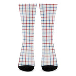 Red And Blue Tattersall Pattern Print Crew Socks
