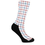 Red And Blue Tattersall Pattern Print Crew Socks