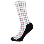 Red And Blue Tattersall Pattern Print Crew Socks