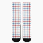 Red And Blue Tattersall Pattern Print Crew Socks