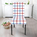 Red And Blue Tattersall Pattern Print Dining Chair Slipcover