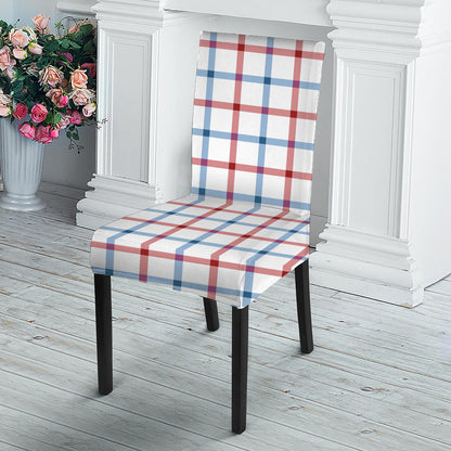 Red And Blue Tattersall Pattern Print Dining Chair Slipcover
