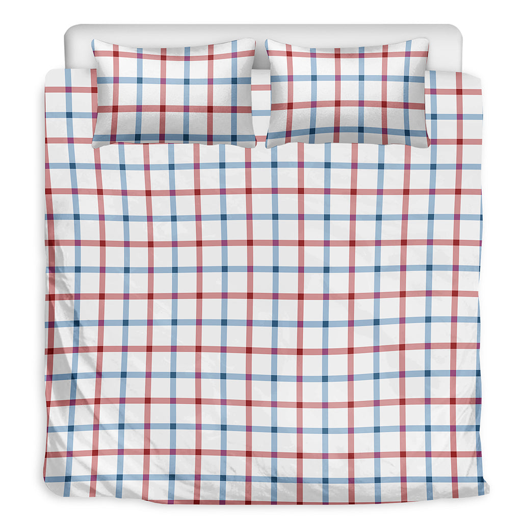 Red And Blue Tattersall Pattern Print Duvet Cover Bedding Set