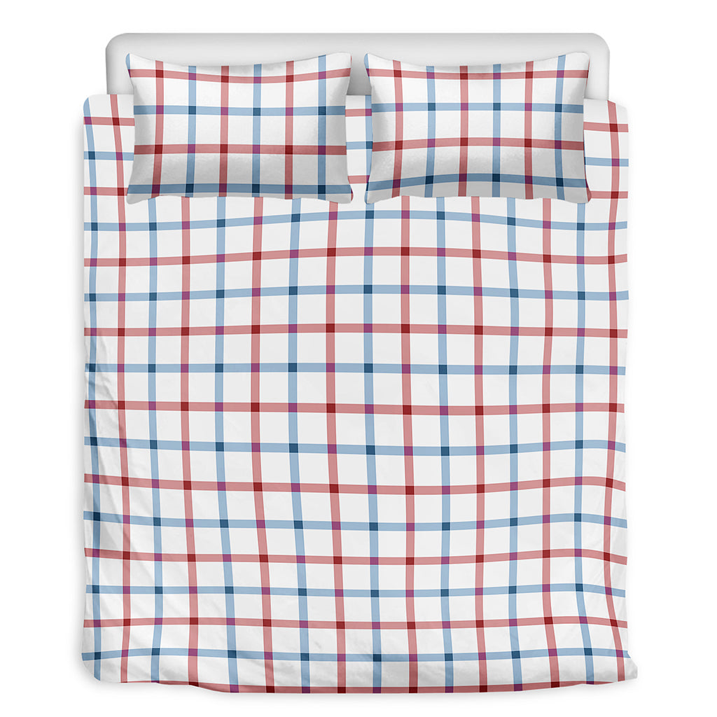 Red And Blue Tattersall Pattern Print Duvet Cover Bedding Set