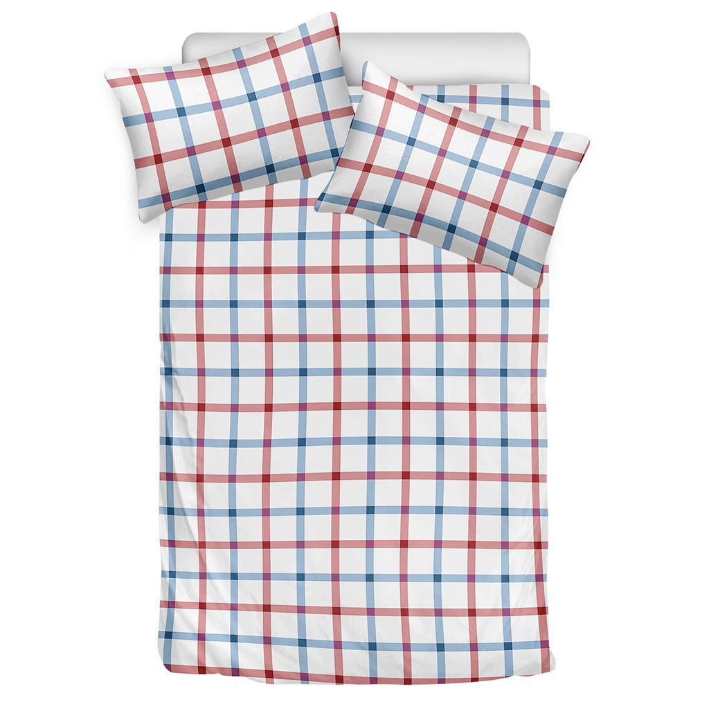 Red And Blue Tattersall Pattern Print Duvet Cover Bedding Set