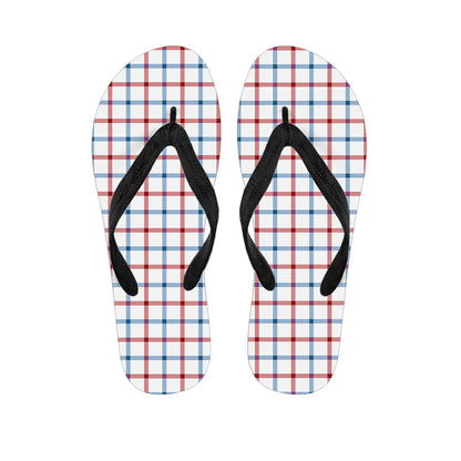 Red And Blue Tattersall Pattern Print Flip Flops