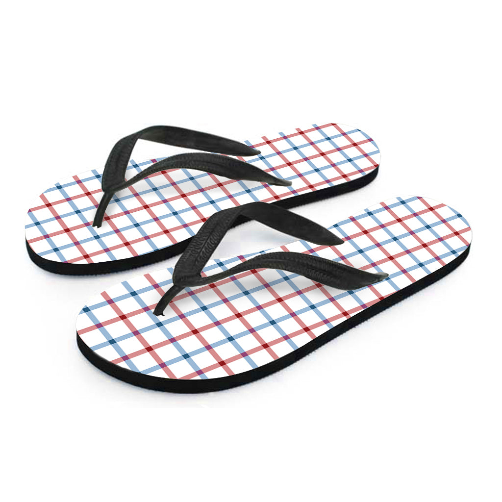 Red And Blue Tattersall Pattern Print Flip Flops