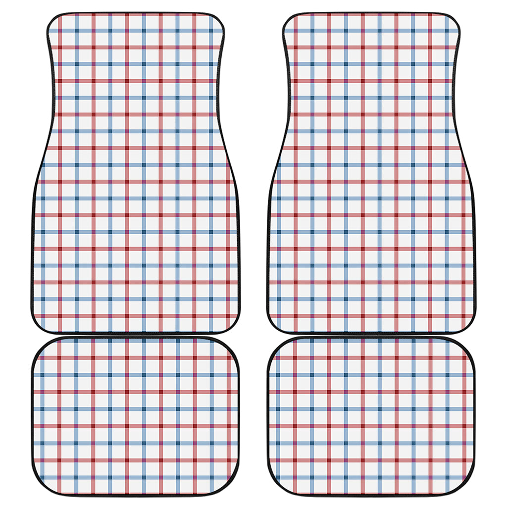 Red And Blue Tattersall Pattern Print Front and Back Car Floor Mats