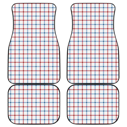 Red And Blue Tattersall Pattern Print Front and Back Car Floor Mats