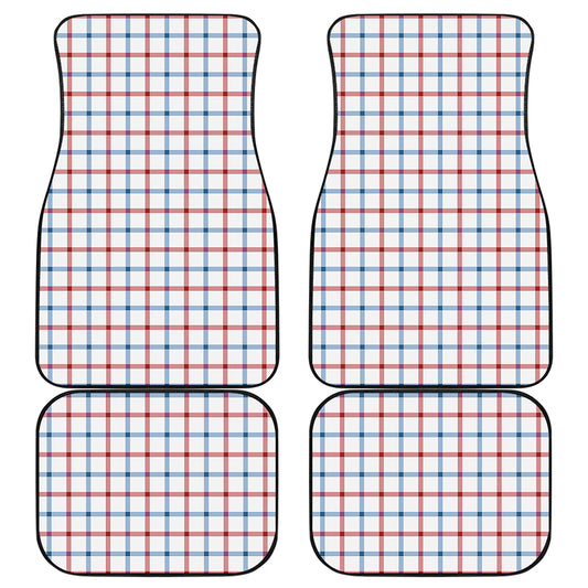 Red And Blue Tattersall Pattern Print Front and Back Car Floor Mats