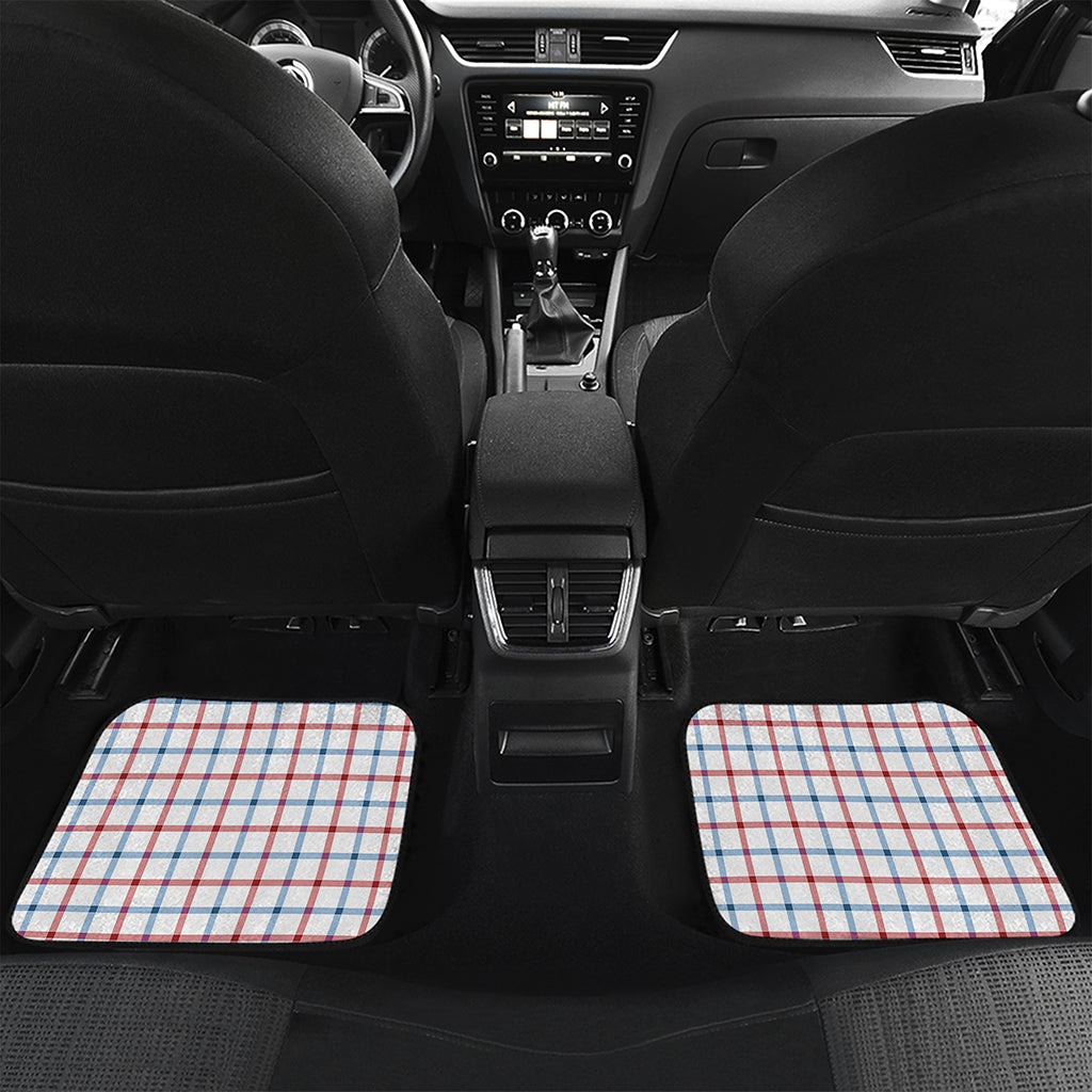 Red And Blue Tattersall Pattern Print Front and Back Car Floor Mats