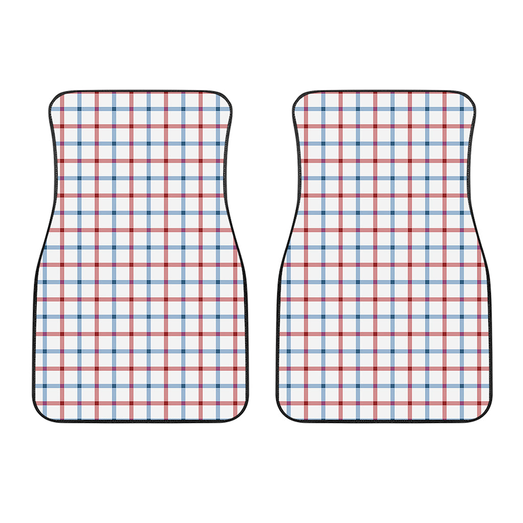 Red And Blue Tattersall Pattern Print Front Car Floor Mats