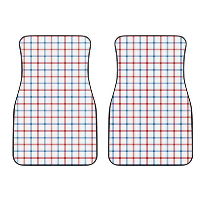 Red And Blue Tattersall Pattern Print Front Car Floor Mats