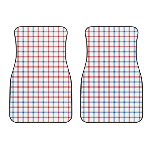 Red And Blue Tattersall Pattern Print Front Car Floor Mats