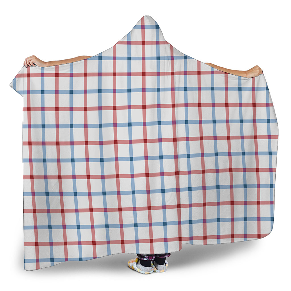 Red And Blue Tattersall Pattern Print Hooded Blanket