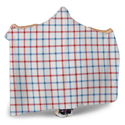 Red And Blue Tattersall Pattern Print Hooded Blanket