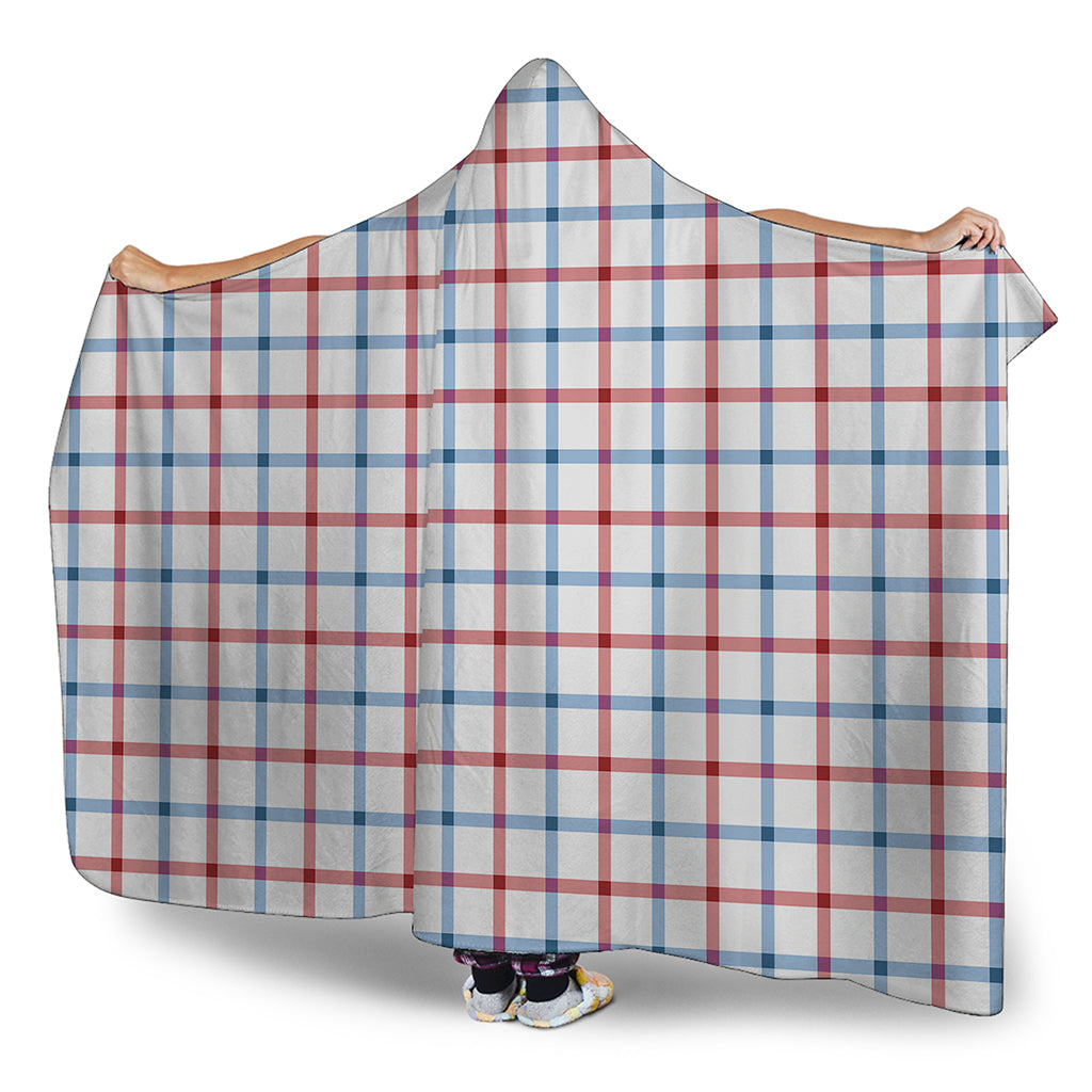 Red And Blue Tattersall Pattern Print Hooded Blanket