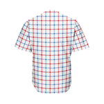 Red And Blue Tattersall Pattern Print Men's Baseball Jersey
