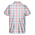 Red And Blue Tattersall Pattern Print Men's Short Sleeve Shirt