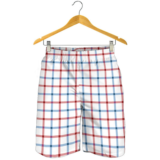 Red And Blue Tattersall Pattern Print Men's Shorts