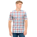 Red And Blue Tattersall Pattern Print Men's T-Shirt