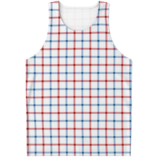 Red And Blue Tattersall Pattern Print Men's Tank Top