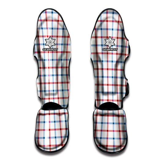 Red And Blue Tattersall Pattern Print Muay Thai Shin Guard