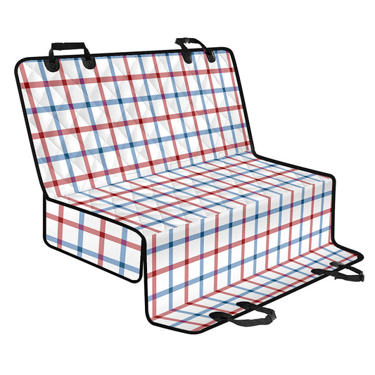 Red And Blue Tattersall Pattern Print Pet Car Back Seat Cover