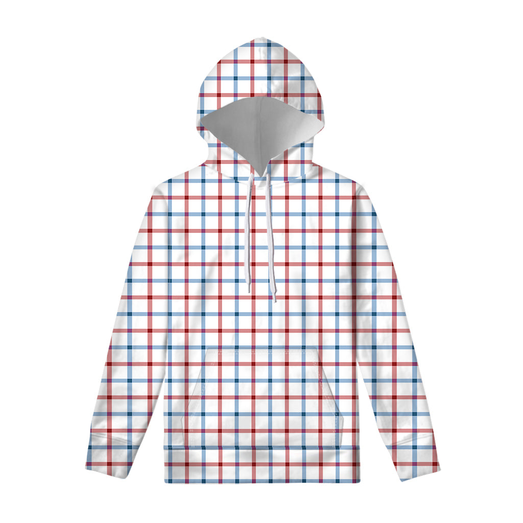 Red And Blue Tattersall Pattern Print Pullover Hoodie