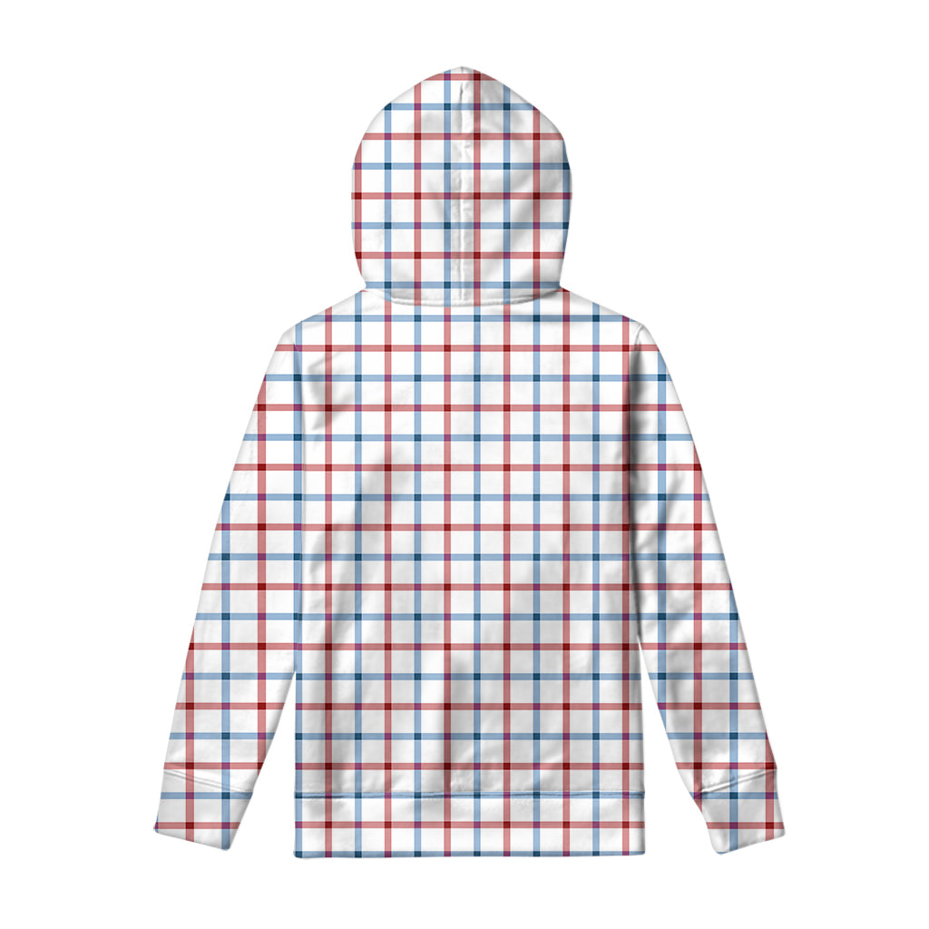 Red And Blue Tattersall Pattern Print Pullover Hoodie