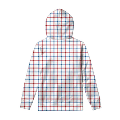 Red And Blue Tattersall Pattern Print Pullover Hoodie