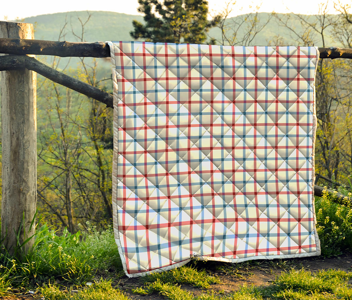 Red And Blue Tattersall Pattern Print Quilt