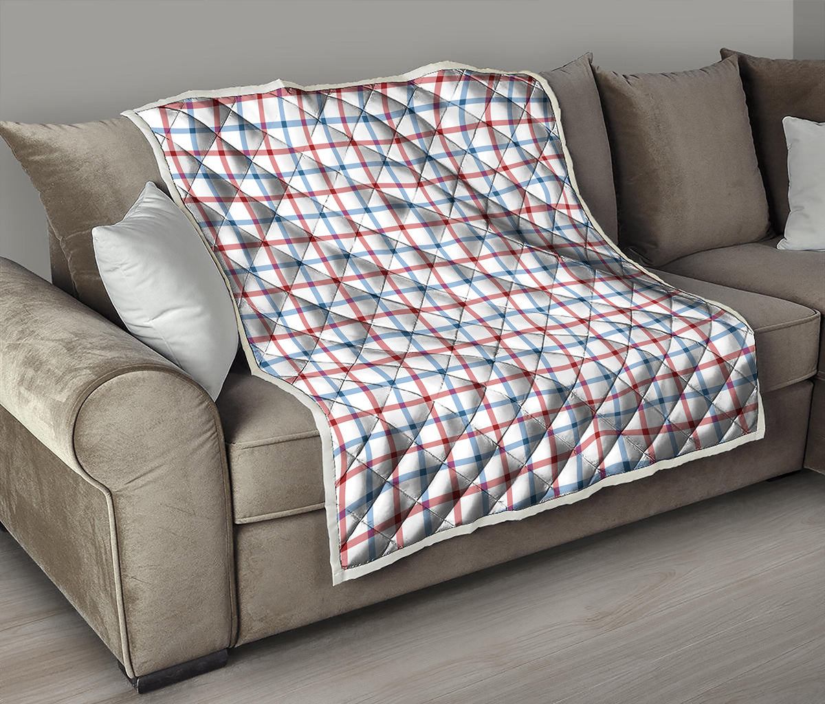 Red And Blue Tattersall Pattern Print Quilt