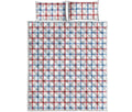 Red And Blue Tattersall Pattern Print Quilt Bed Set
