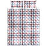 Red And Blue Tattersall Pattern Print Quilt Bed Set