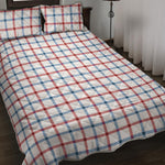 Red And Blue Tattersall Pattern Print Quilt Bed Set