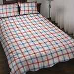 Red And Blue Tattersall Pattern Print Quilt Bed Set