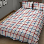 Red And Blue Tattersall Pattern Print Quilt Bed Set