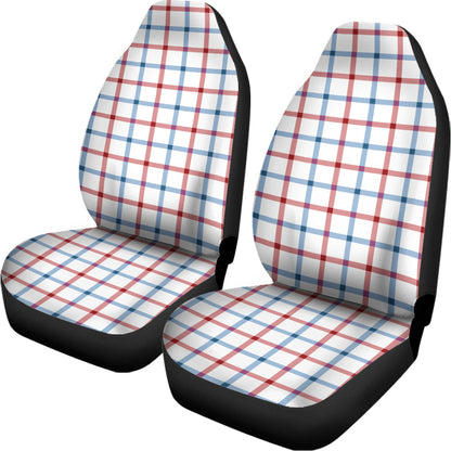 Red And Blue Tattersall Pattern Print Universal Fit Car Seat Covers