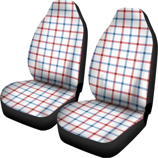 Red And Blue Tattersall Pattern Print Universal Fit Car Seat Covers