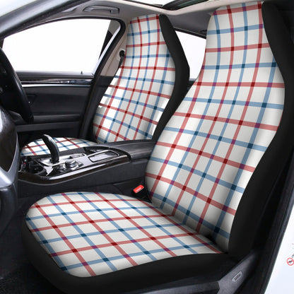 Red And Blue Tattersall Pattern Print Universal Fit Car Seat Covers