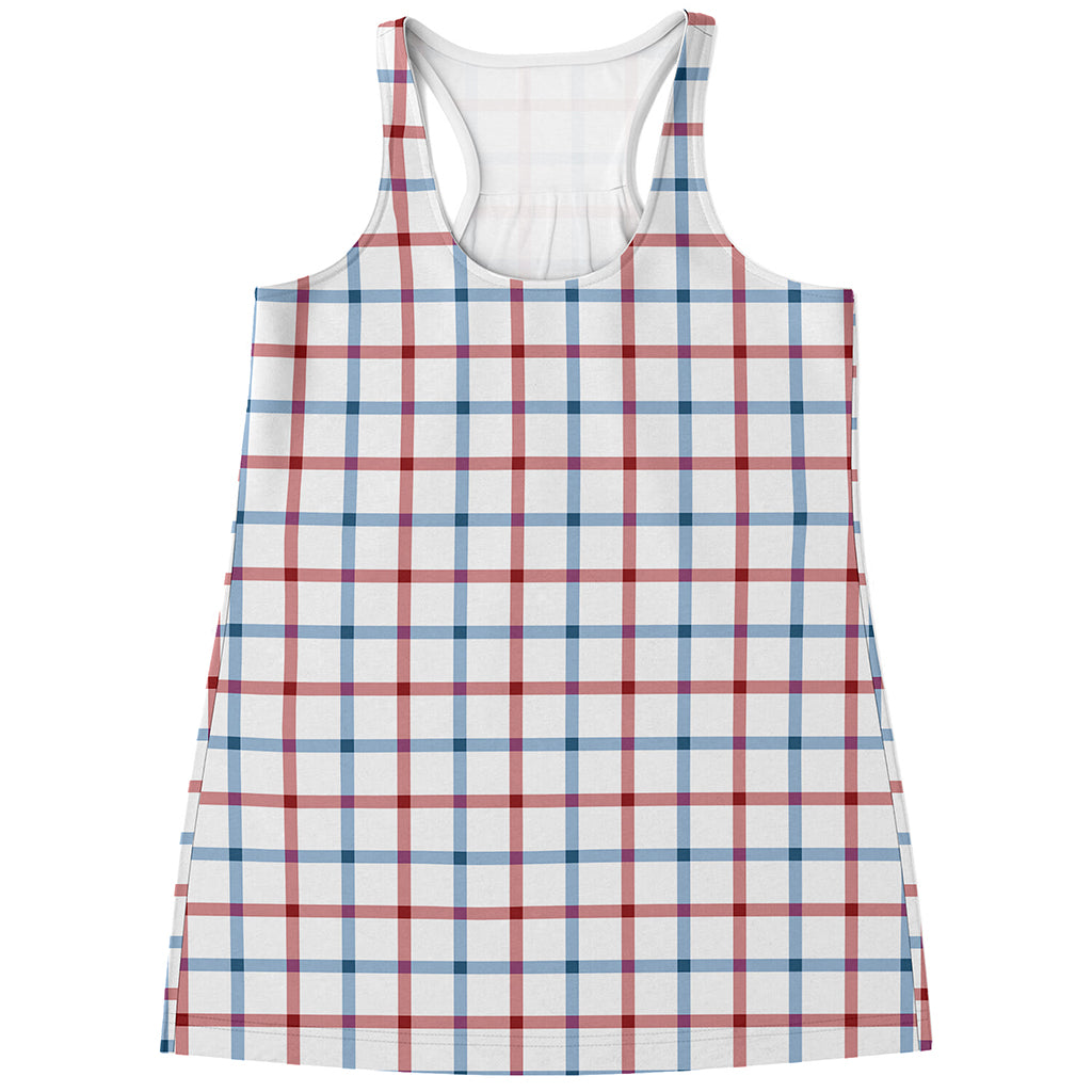 Red And Blue Tattersall Pattern Print Women's Racerback Tank Top